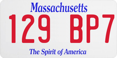 MA license plate 129BP7