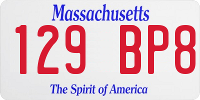 MA license plate 129BP8