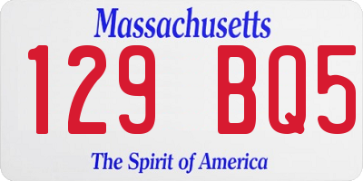 MA license plate 129BQ5