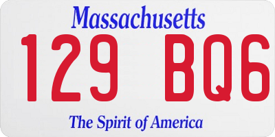 MA license plate 129BQ6
