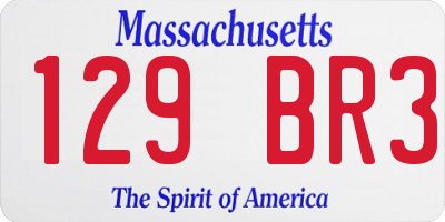 MA license plate 129BR3
