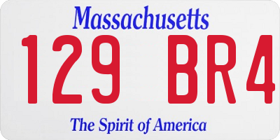 MA license plate 129BR4