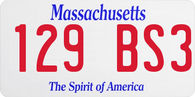 MA license plate 129BS3