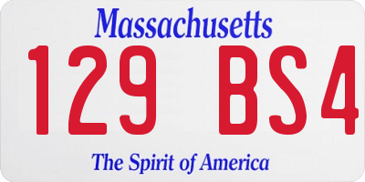 MA license plate 129BS4