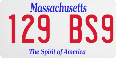 MA license plate 129BS9