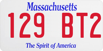 MA license plate 129BT2