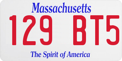 MA license plate 129BT5