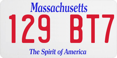 MA license plate 129BT7