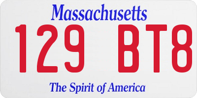 MA license plate 129BT8