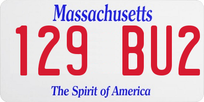 MA license plate 129BU2