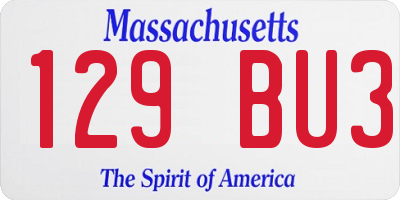 MA license plate 129BU3