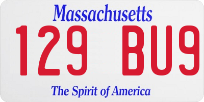 MA license plate 129BU9