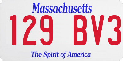 MA license plate 129BV3