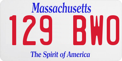 MA license plate 129BW0
