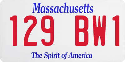 MA license plate 129BW1