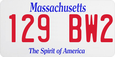 MA license plate 129BW2