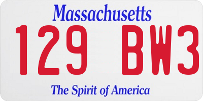 MA license plate 129BW3