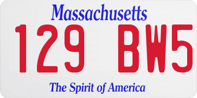 MA license plate 129BW5