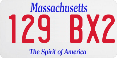 MA license plate 129BX2