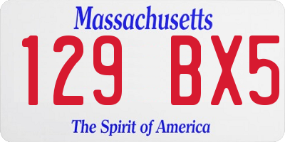 MA license plate 129BX5