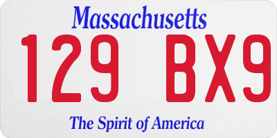 MA license plate 129BX9