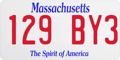 MA license plate 129BY3