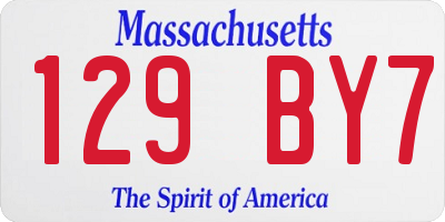 MA license plate 129BY7