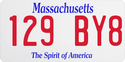 MA license plate 129BY8