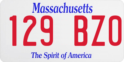 MA license plate 129BZ0