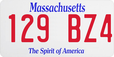 MA license plate 129BZ4