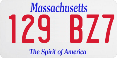 MA license plate 129BZ7