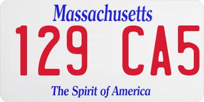 MA license plate 129CA5