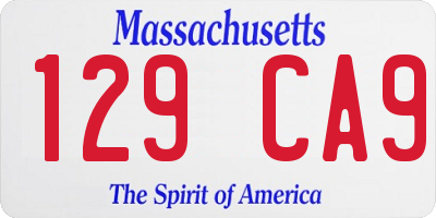MA license plate 129CA9