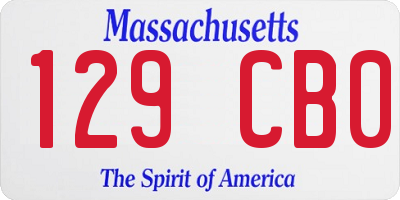 MA license plate 129CB0