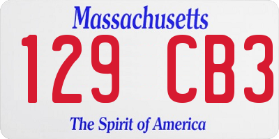 MA license plate 129CB3