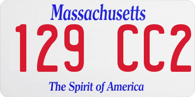 MA license plate 129CC2