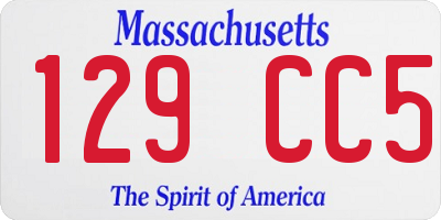 MA license plate 129CC5