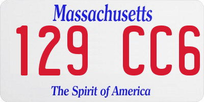 MA license plate 129CC6