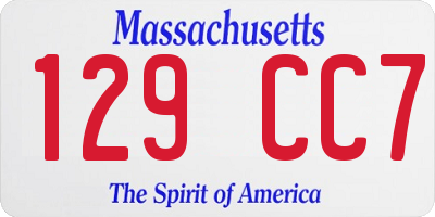 MA license plate 129CC7