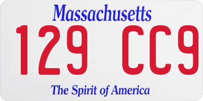 MA license plate 129CC9