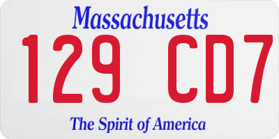 MA license plate 129CD7