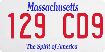 MA license plate 129CD9