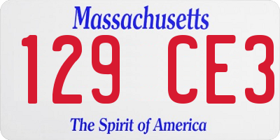MA license plate 129CE3