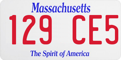 MA license plate 129CE5