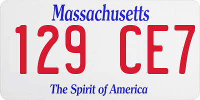 MA license plate 129CE7