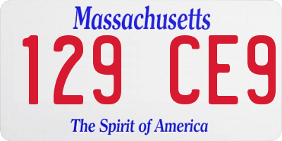 MA license plate 129CE9