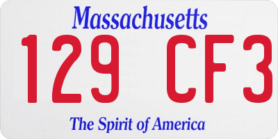 MA license plate 129CF3