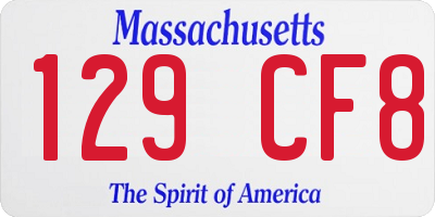 MA license plate 129CF8