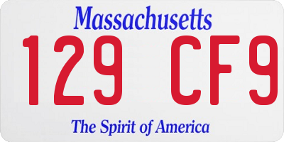 MA license plate 129CF9