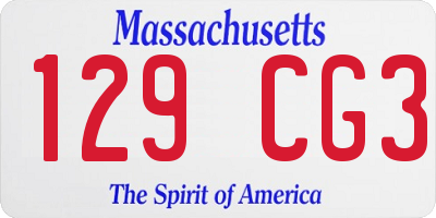 MA license plate 129CG3